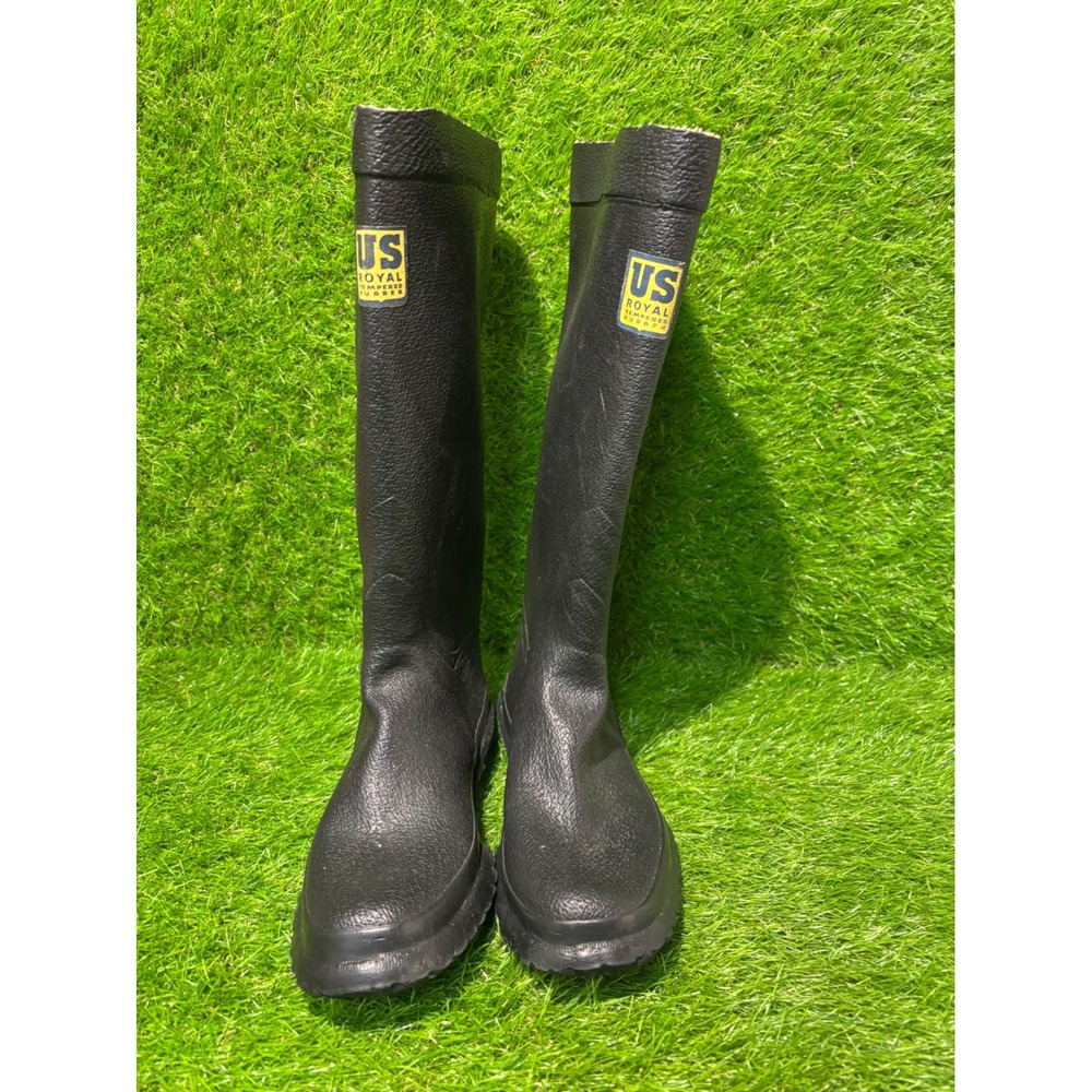 Vintage US Royal Tempered Rubber Mens Tall Black Rain Work Boots Made in USA 7